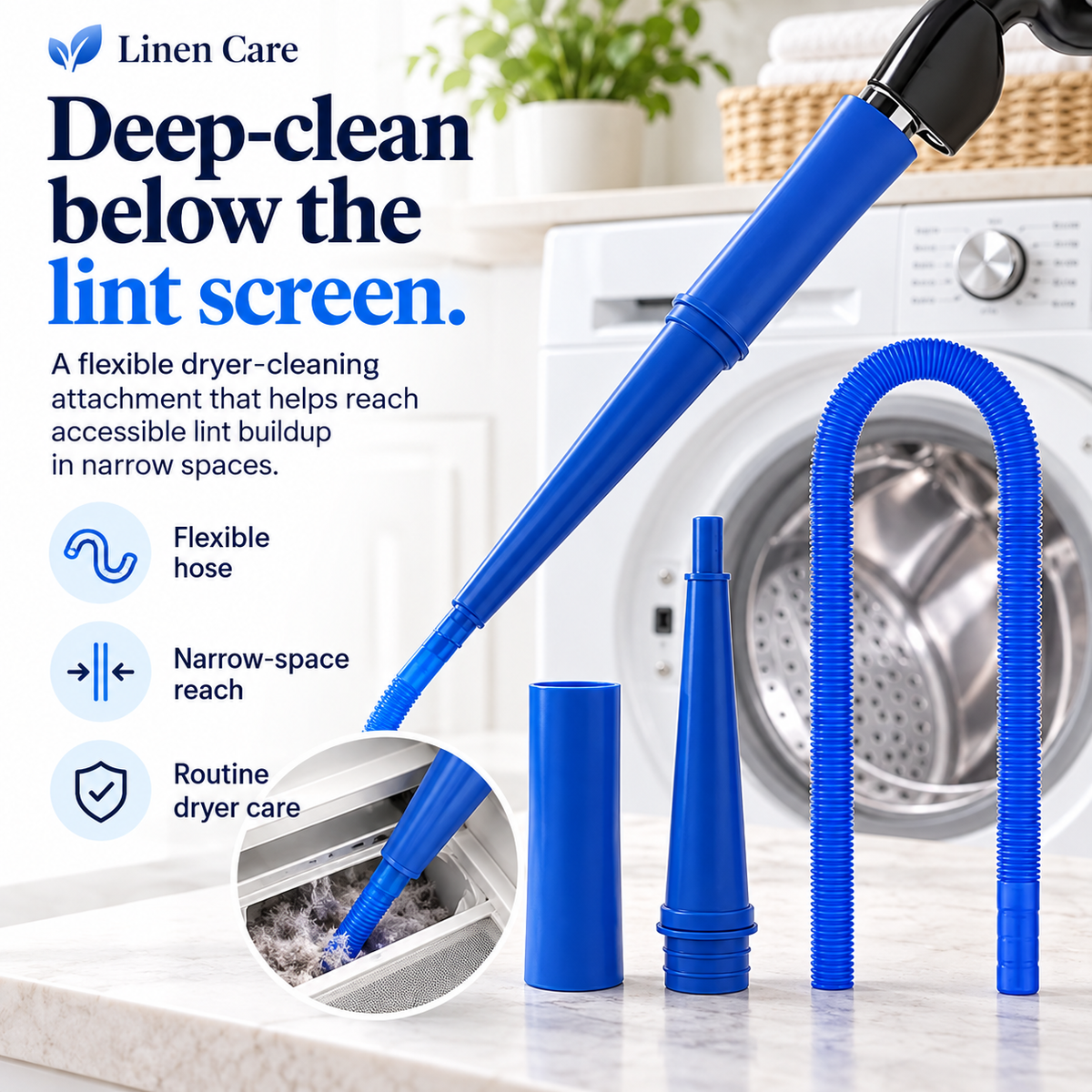 Linen Care dryer vent cleaner deep-clean graphic